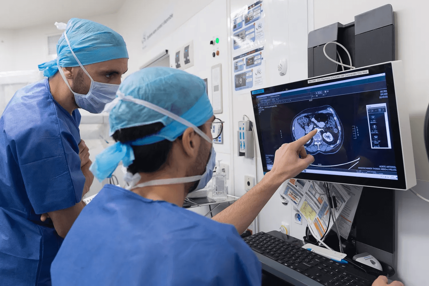 Clinicians reviewing diagnostic images together